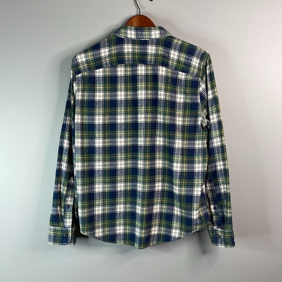 Abercrombie & Fitch Mens Plaid Flannel Button Down Shirt Blue Green Tartan L - Picture 10 of 15